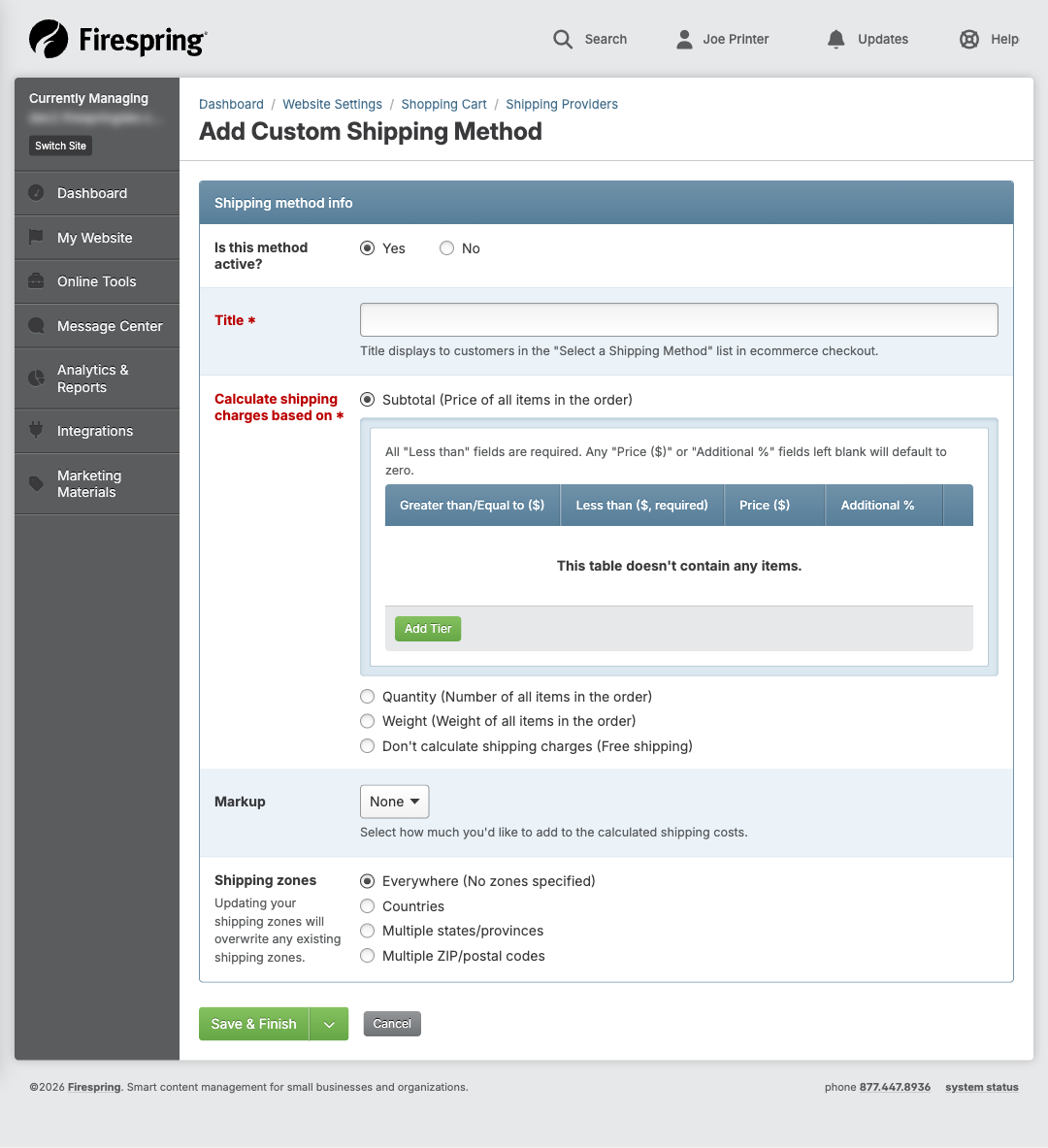 Screenshot: Add Shipping Method button