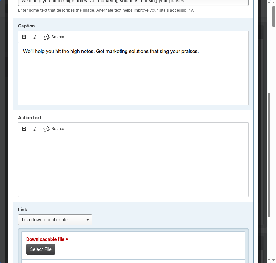 Screenshot: Adding a document to a page