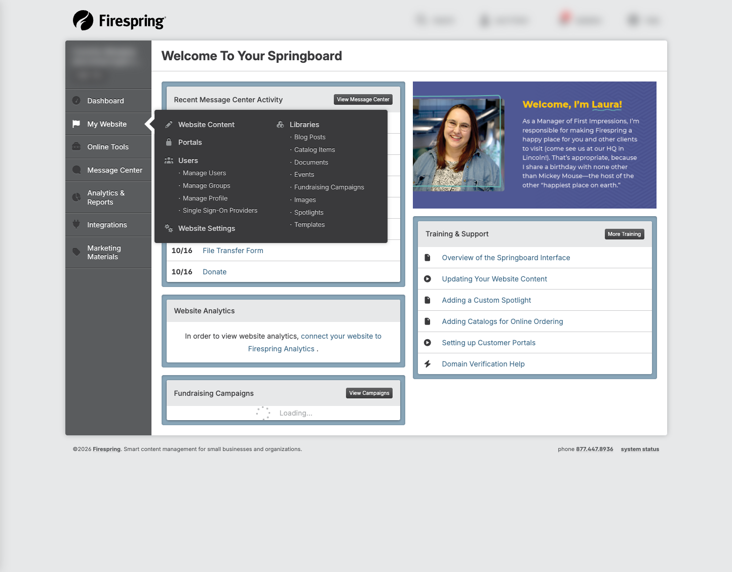 Screenshot: Blog Posts option in the Libraries pop-out menu
