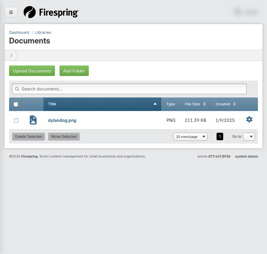 Screenshot: Documents tab highlighted