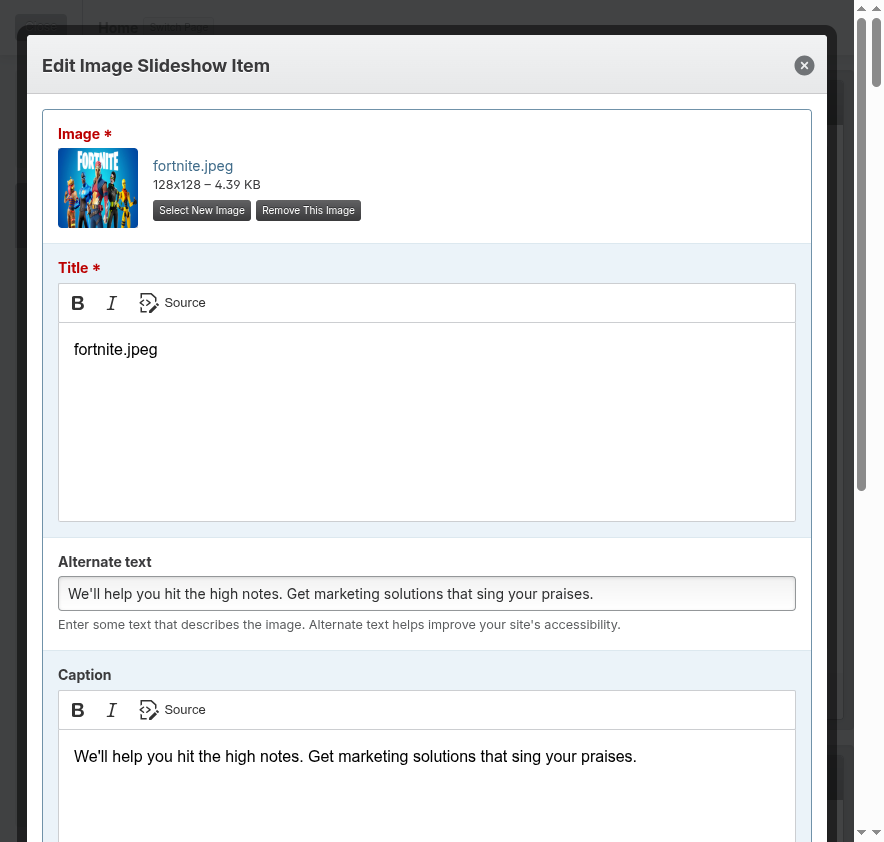 Screenshot: Gallery style options