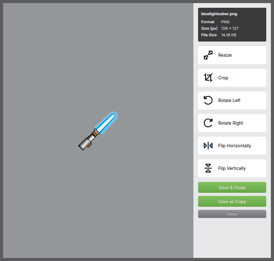 Screenshot: Image editor tools