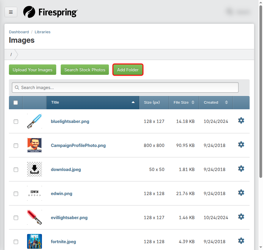 Screenshot: New Folder button highlighted