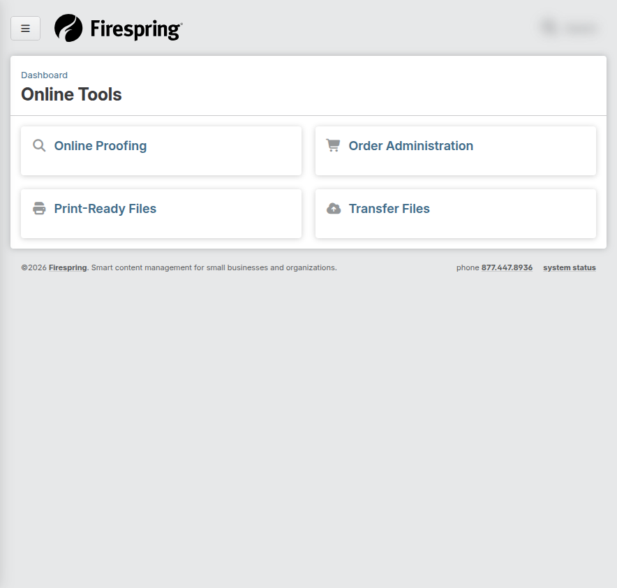 Screenshot: Online Tools option in the left menu