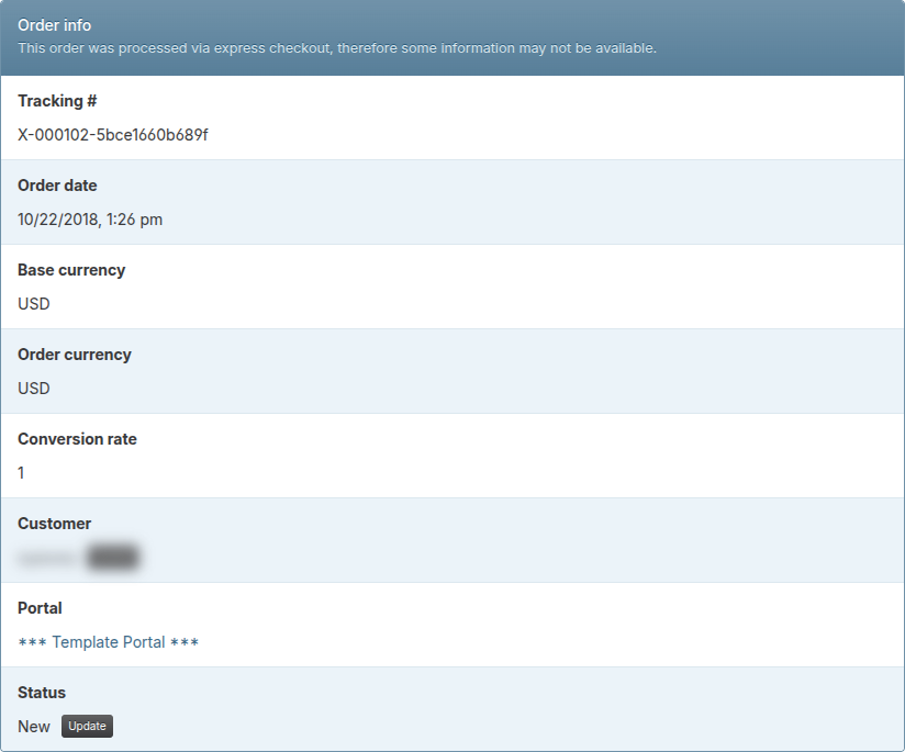 Screenshot: Update button beside current status label
