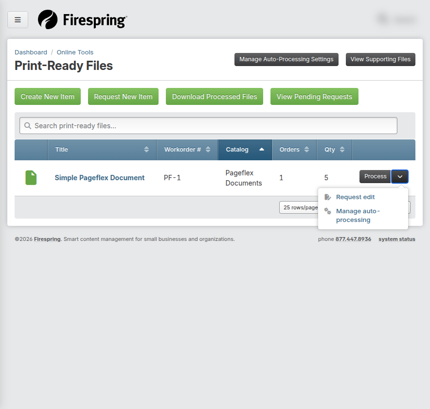 Screenshot: Item dropdown showing Request Edit option