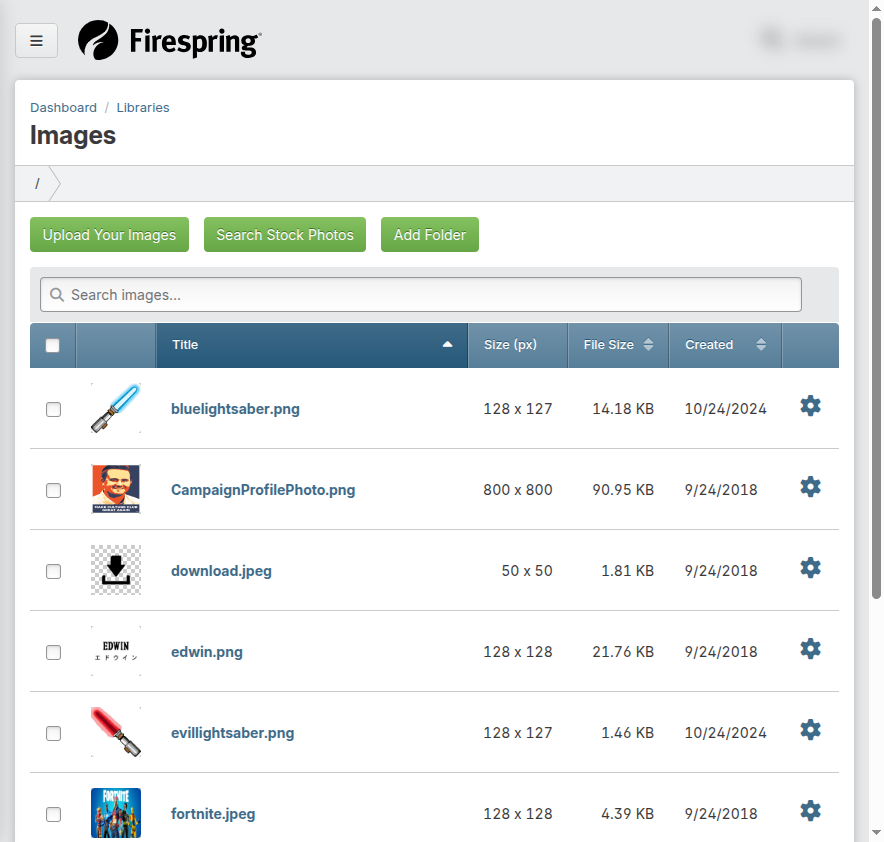 Screenshot: Search box in Image Library